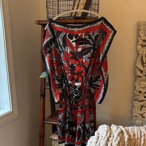 Max Studio Red and Black Flowy Mini Dress